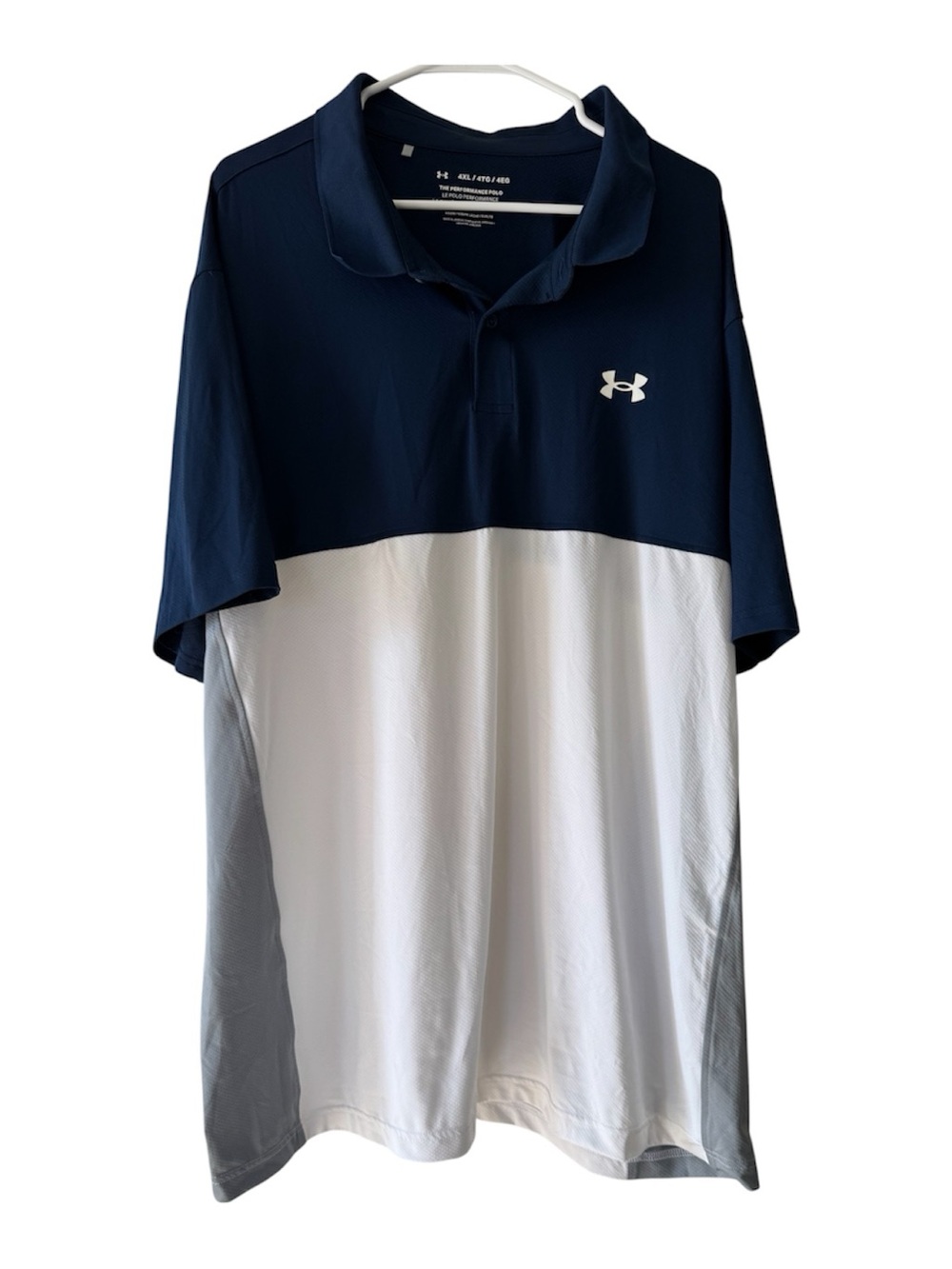 Under Armour Performance Polo Shirt Mens 4XL Navy White Colorblock Golf